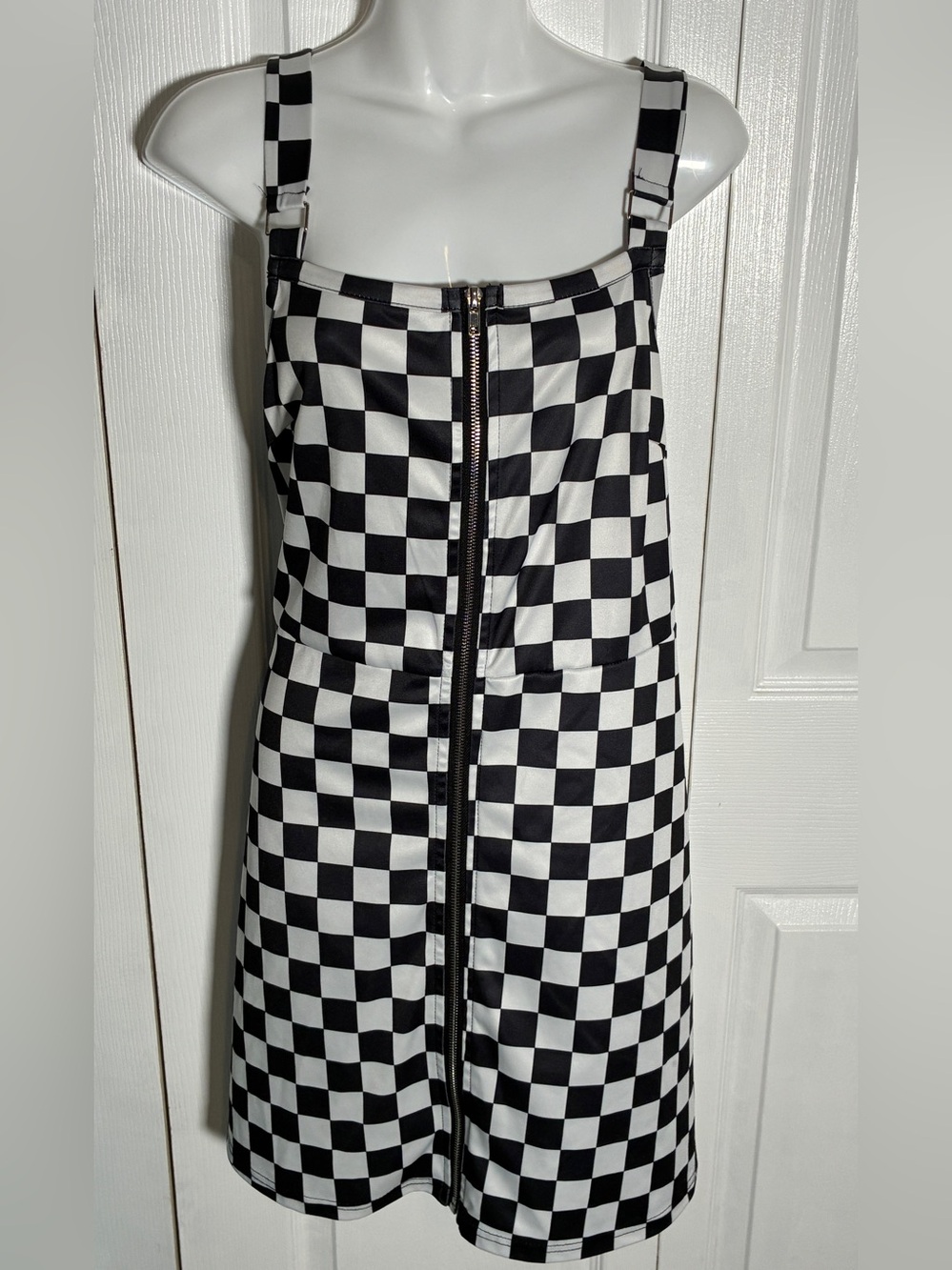 SHEIN Curve Checkered Zip Mini Dress 1XL
